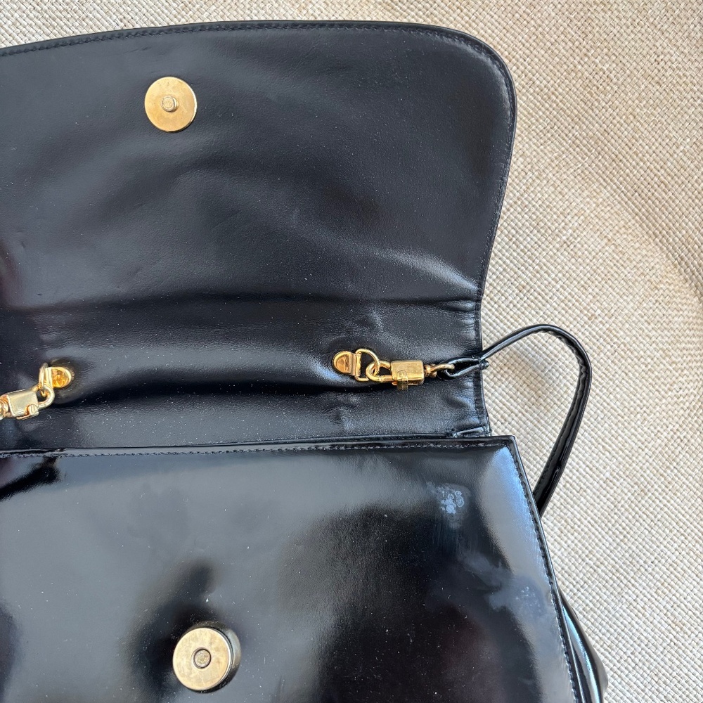 Susan Gail Vintage 1960s Black Patent Leather Bamboo Handle Purse - Picture 5 of 12